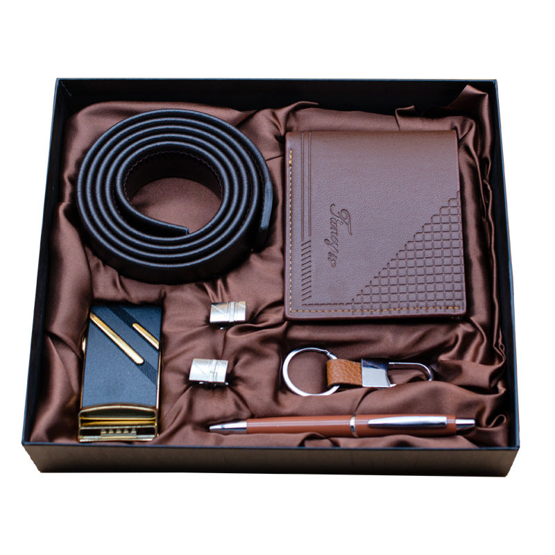 Practical Men&#39;s Tiandigai Gift Set Belt Wallet Keychain Pen 4-Piece Gift Box