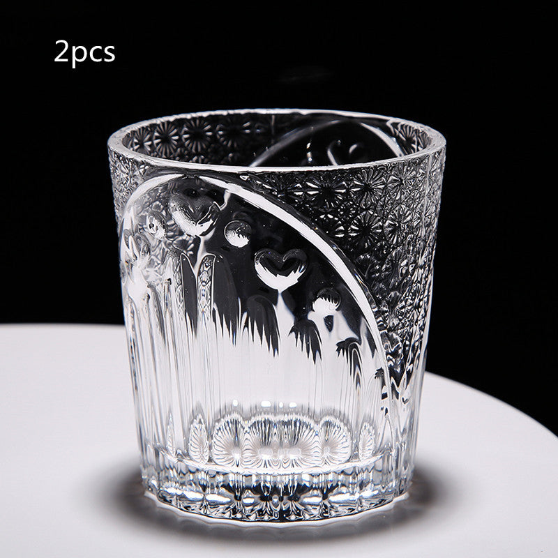 Whiskey Glass Heat-resistant Foreign Wine Glass Lead-free Crystal Glass Ins Wind Nordic Style Household Beer Glass 280ML