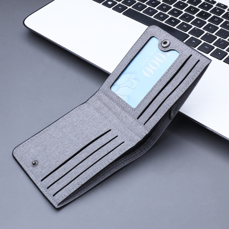 Men&#39;s Fashion Simple Short Canvas Wallet