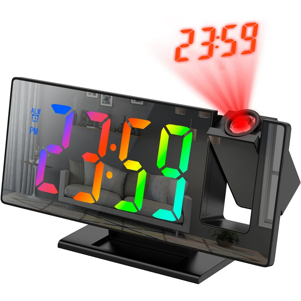 Multifunctional LED Projection Clock Mute Color Screen Desk Clock Smart Alarm Clock