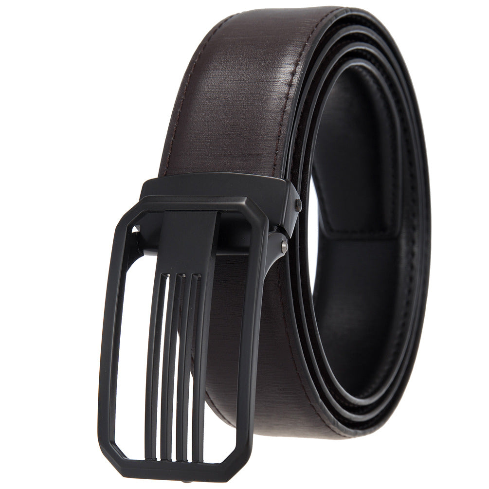 Men&#39;s Perforated Casual Two-layer Leather Belt