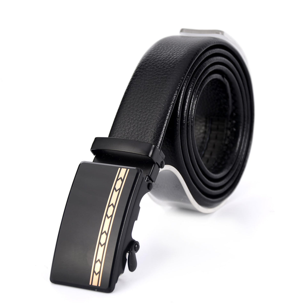 Belt Men&#39;s Automatic Buckle Belt Mirror Acrylic Iron Button Men&#39;s Business Casual Belt