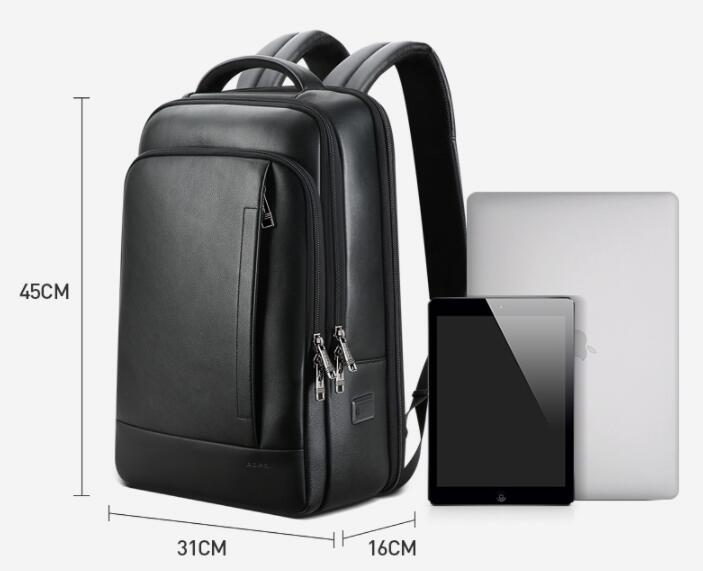 Backpack Leather Backpack Men&#39;s Business Trip First Layer Leather Backpack Computer Bag