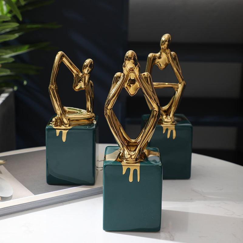 Modern Light Luxury Style Ceramic Figure Decoration TV Cabinet Wine  Office