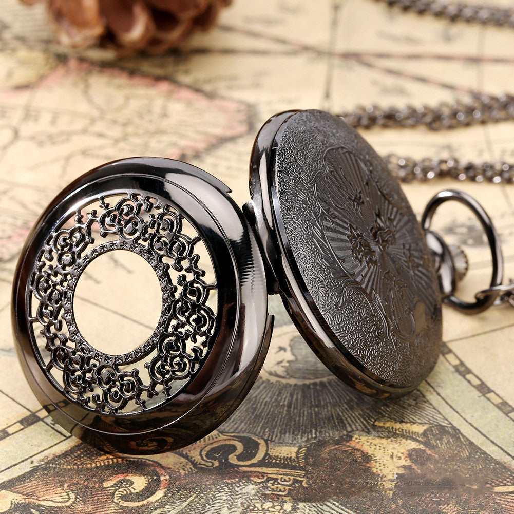 Creative Starry Literal Hollow Pattern Pocket Watch