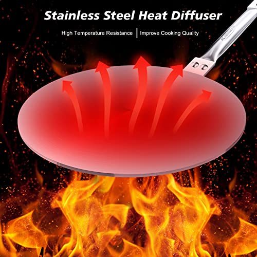 Heat Diffuser Simmer Ring Plate, Stainless Steel With Stainless Handle, Induction Adapter Plate For Gas Stove Glass Cooktop Converter, Flame Guard Induction Hob Pans, 7.5Inch &amp; 8Inch &amp; 9.25 Inch