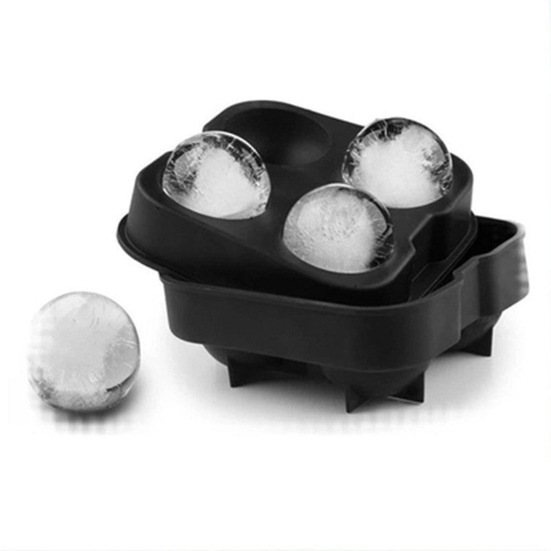 Four-piece Ice Hockey Ice Box With Lid Silicone Ball Ice Tray Bar Ice Hockey Mold Cocktail Silicone