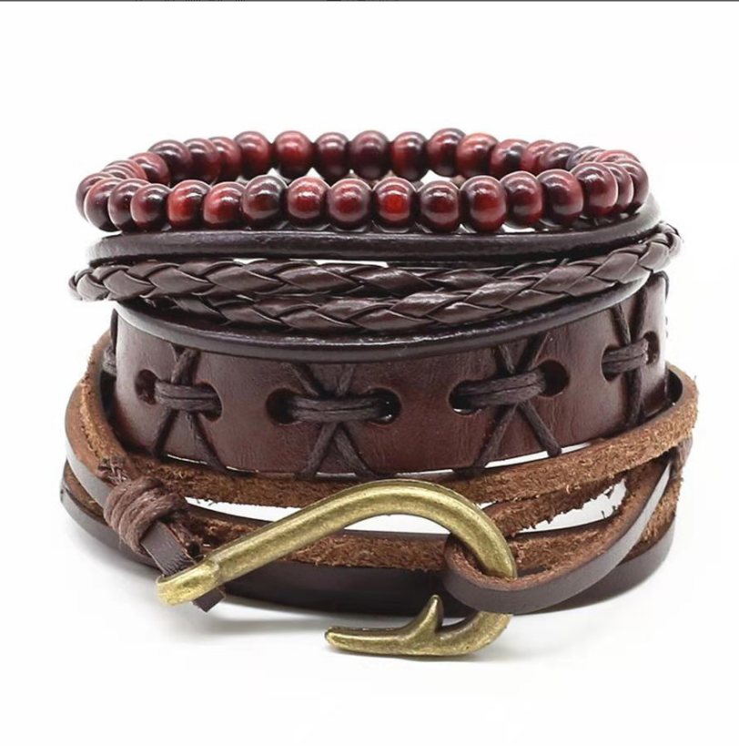 Men&#39;s Leather Vintage Braided Bracelet