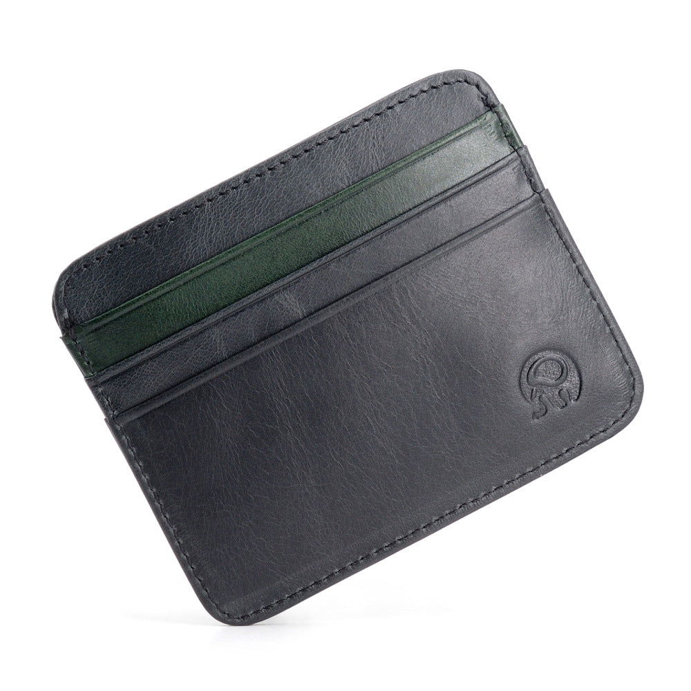 First Layer Cowhide Coin Purse Bus Card Holder