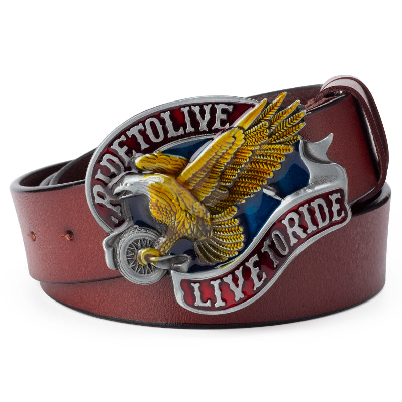 Men&#39;s Casual Leather Belt Big Head Performance