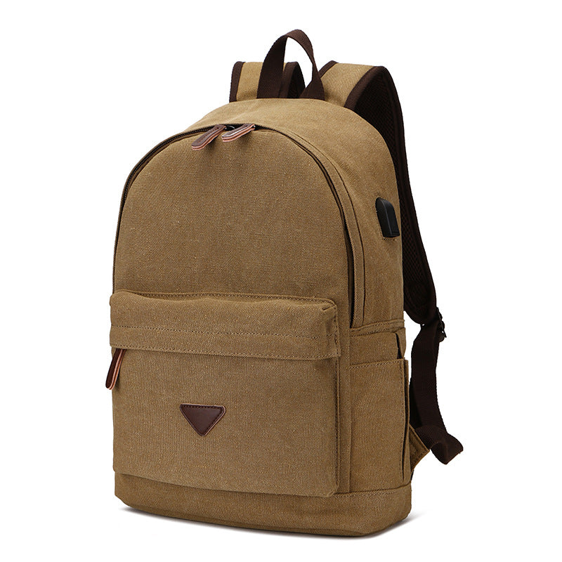 Canvas Backpack With USB Design Korean Portable