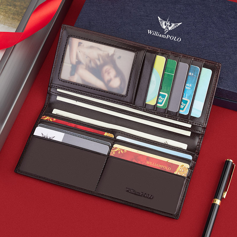 Men&#39;s Simplicity First Layer Card Clamp Cowhide Wallet