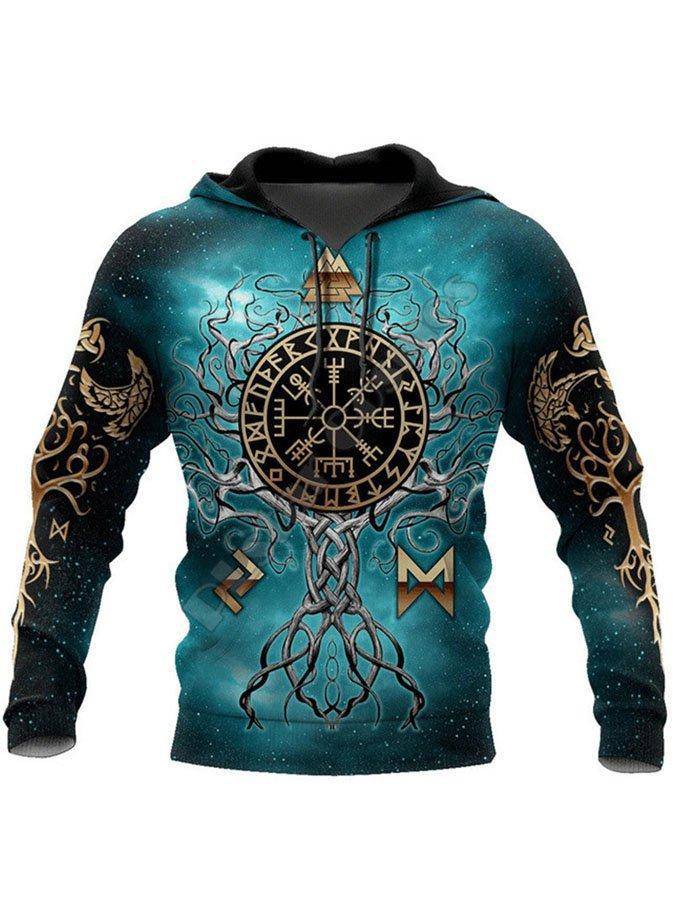 Fashion Street Trend Men&#39;s Viking Mythology Sweatshirt