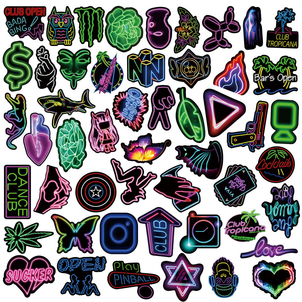 New Neon Graffiti Sticker Car Water Cup Laptop Sticker