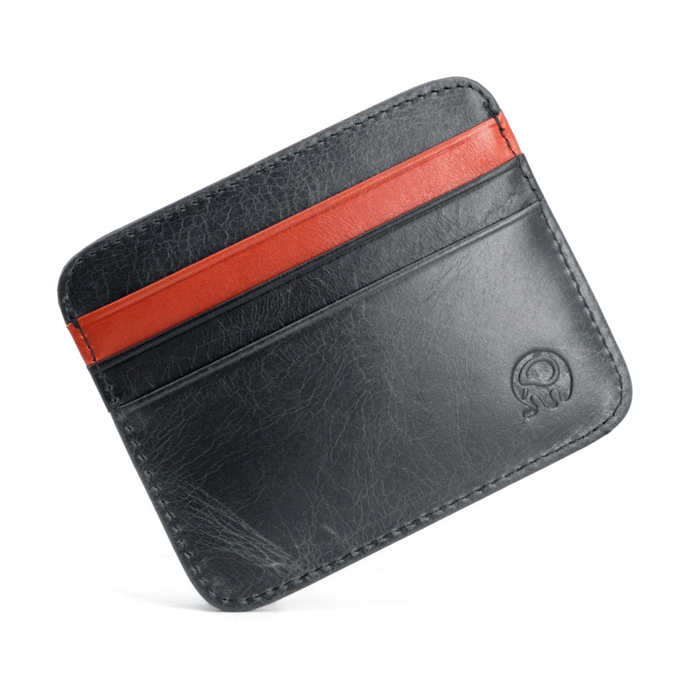 First Layer Cowhide Coin Purse Bus Card Holder