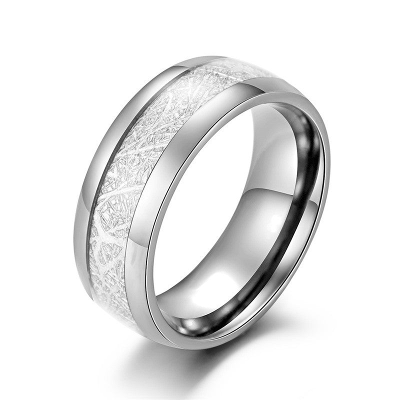 Carbon Fiber Couple Stainless Steel Jewelry Inlaid Anti-Stone Men&#39;s Ring