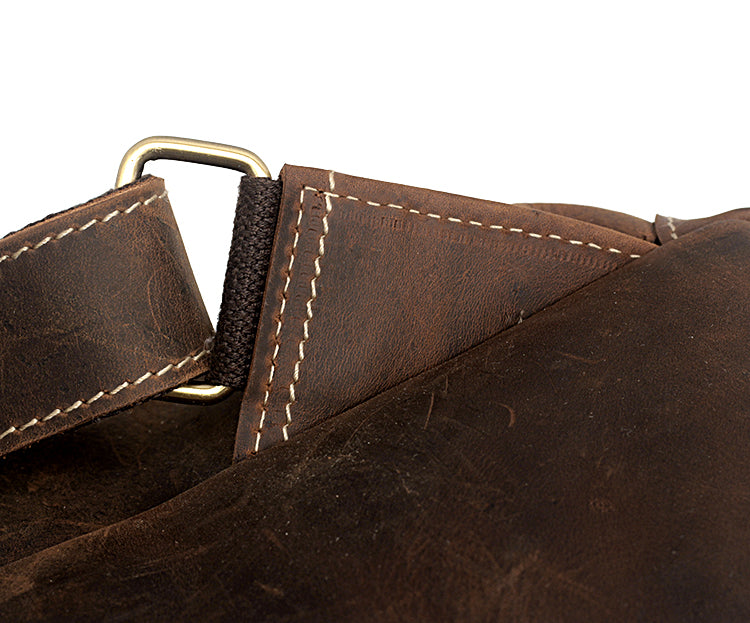 Crazy Horse Men&#39;s Leather Korean Style Backpack Retro