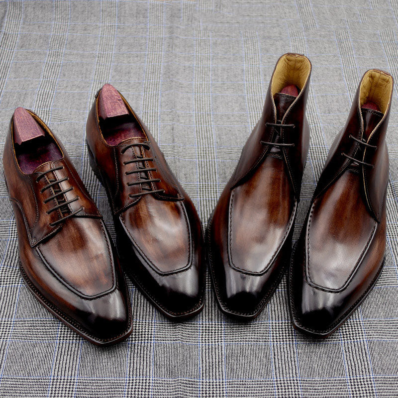 Handmade Men&#39;s Leather Boots With Cowhide Soles