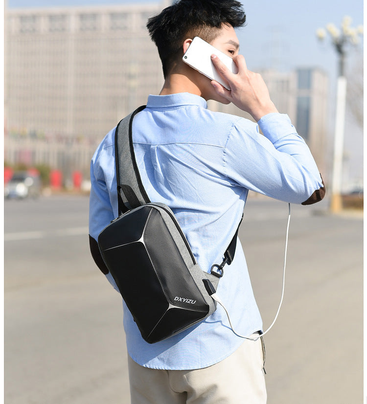 Men&#39;s Rechargeable Messenger Shoulder Bag Anti-theft Business Casual Anti-splashing
