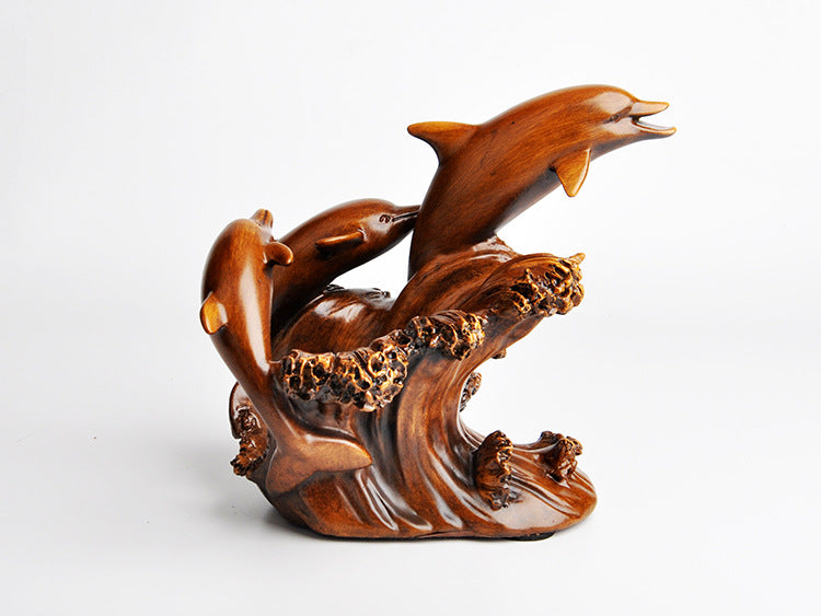 Resin Home Decoration  Bronze Crafts European Style Dolphin Wine Rack  Animal Wine  Living Room