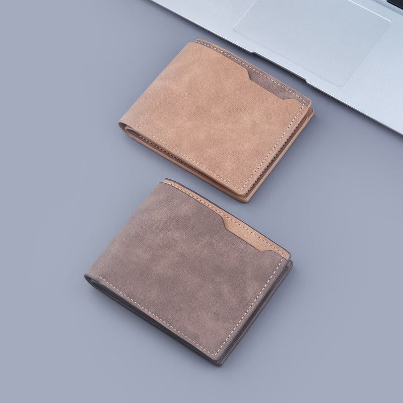 Men&#39;s Short Wallet Two Fold Half Fold Frosted
