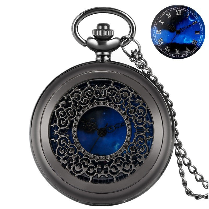 Creative Starry Literal Hollow Pattern Pocket Watch