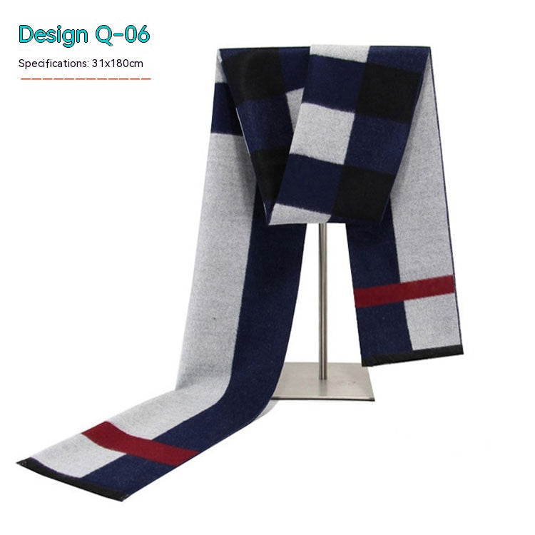 Men&#39;s Striped Winter Warm Artificial Cashmere Scarf