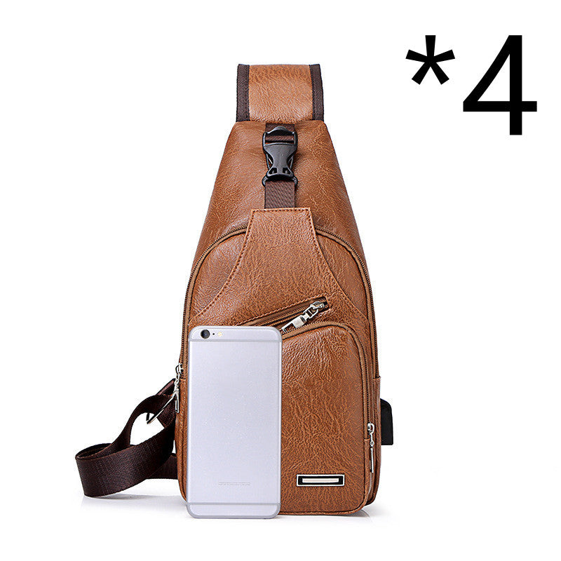 Casual Fashion Men&#39;s USB Charging Chest Bag