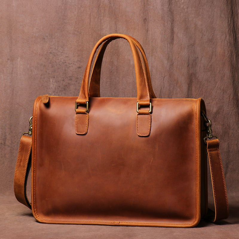 Men&#39;s Bag Crazy Horse Leather Briefcase For Laptop