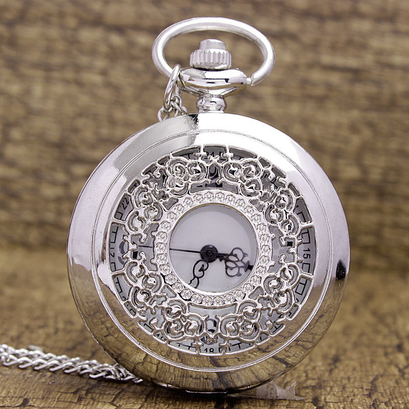 Men&#39;s And Women&#39;s Fashion Retro Hollow Clamshell Pocket Watch Necklace