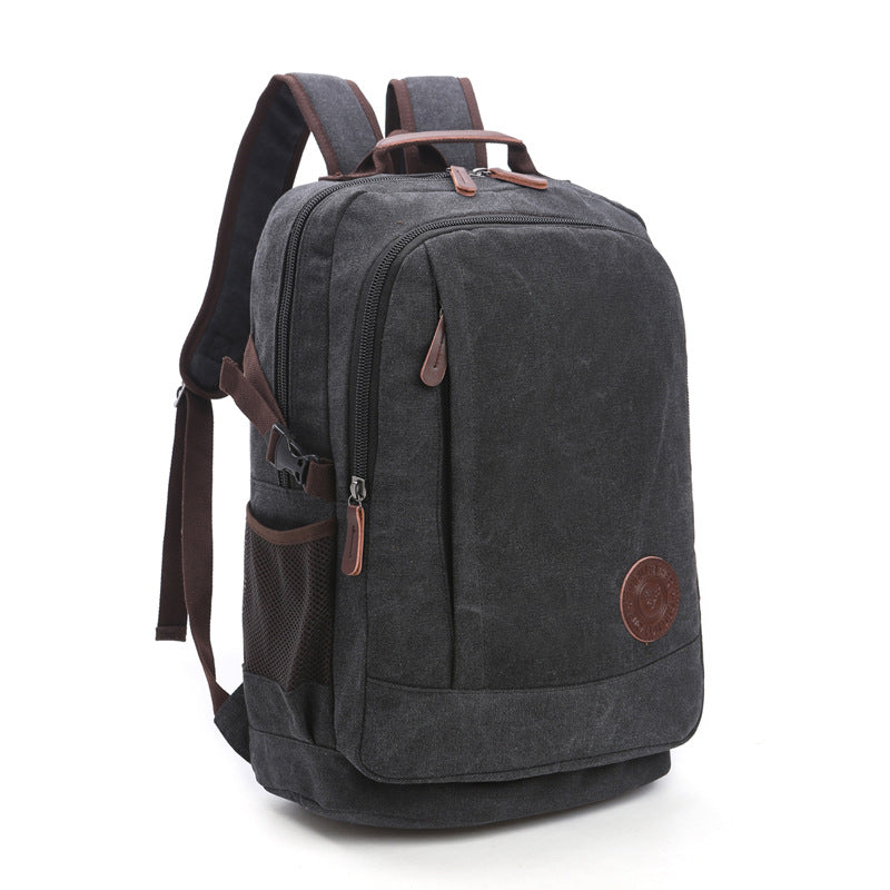 Wear-resistant Washed Canvas Men&#39;s And Women&#39;s Backpacks Street Casual Fashion Large Capacity Multifunctional