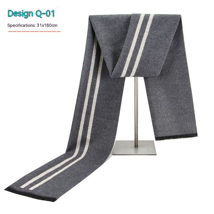 Men&#39;s Striped Winter Warm Artificial Cashmere Scarf