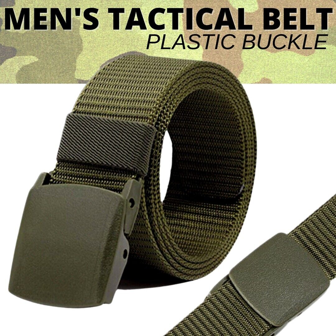 Men&#39;s Plastic Cam Buckle Nylon Canvas Tactical Waistband Webbing Military Belt