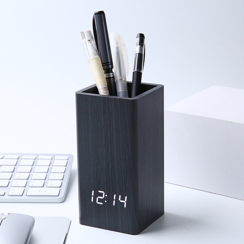 Desktop Creativity Stationery Pen Holder Clock LED Electronic Clock