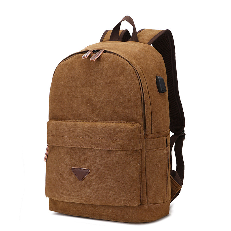 Canvas Backpack With USB Design Korean Portable