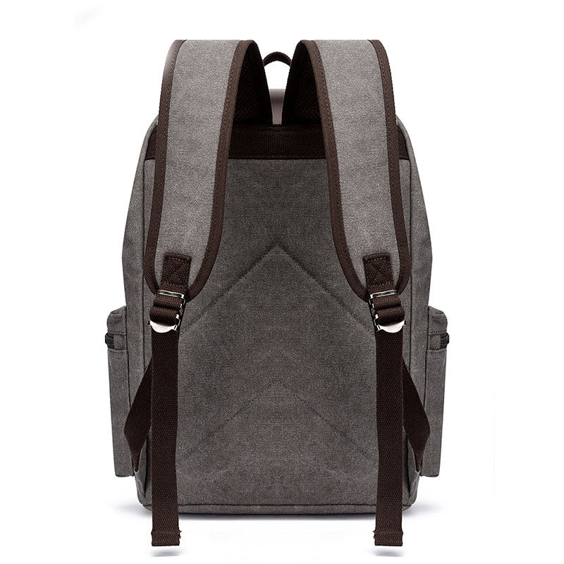 Casual Canvas Backpack Men&#39;s Business Laptop Bag With Buckle Drawstring Design