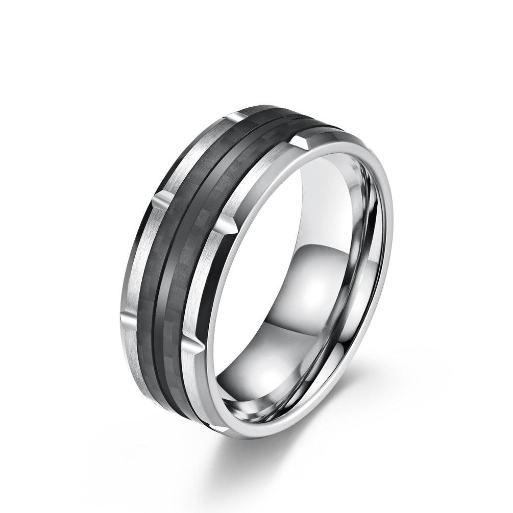 Men&#39;s Stainless Steel Carbon Fiber Ring