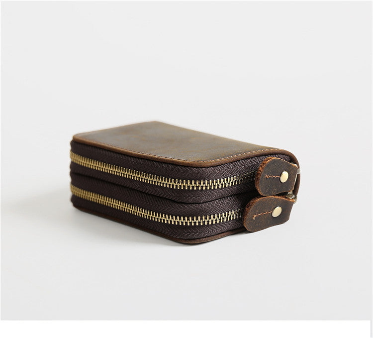 Retro Leather Hand-held Short Key Bag