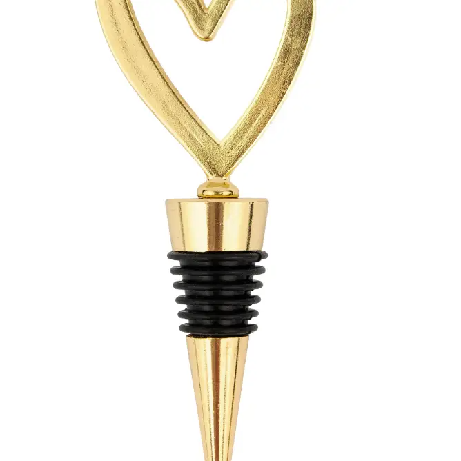 Gold Metal Wine Bottle Stopper - Heart