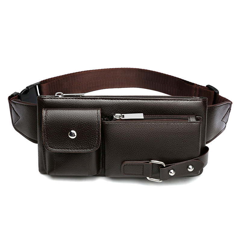 Men&#39;s Belt Bag Classic Solid Color PU Leather Waist Bag Outdoor Leisure Travel Fanny Pack Purse