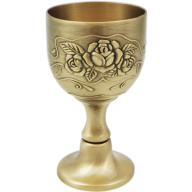 European Style Three-dimensional Carved Handmade Copperware Crafts Wine Set Copper Wine Glass Mini Goblet White Wine Glass