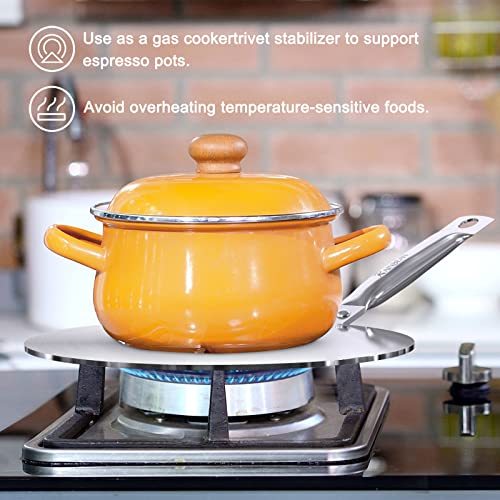 Heat Diffuser Simmer Ring Plate, Stainless Steel With Stainless Handle, Induction Adapter Plate For Gas Stove Glass Cooktop Converter, Flame Guard Induction Hob Pans, 7.5Inch &amp; 8Inch &amp; 9.25 Inch