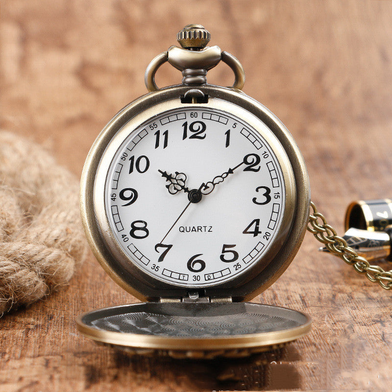 Vintage Large Pocket Watch Engraved Three-Headed