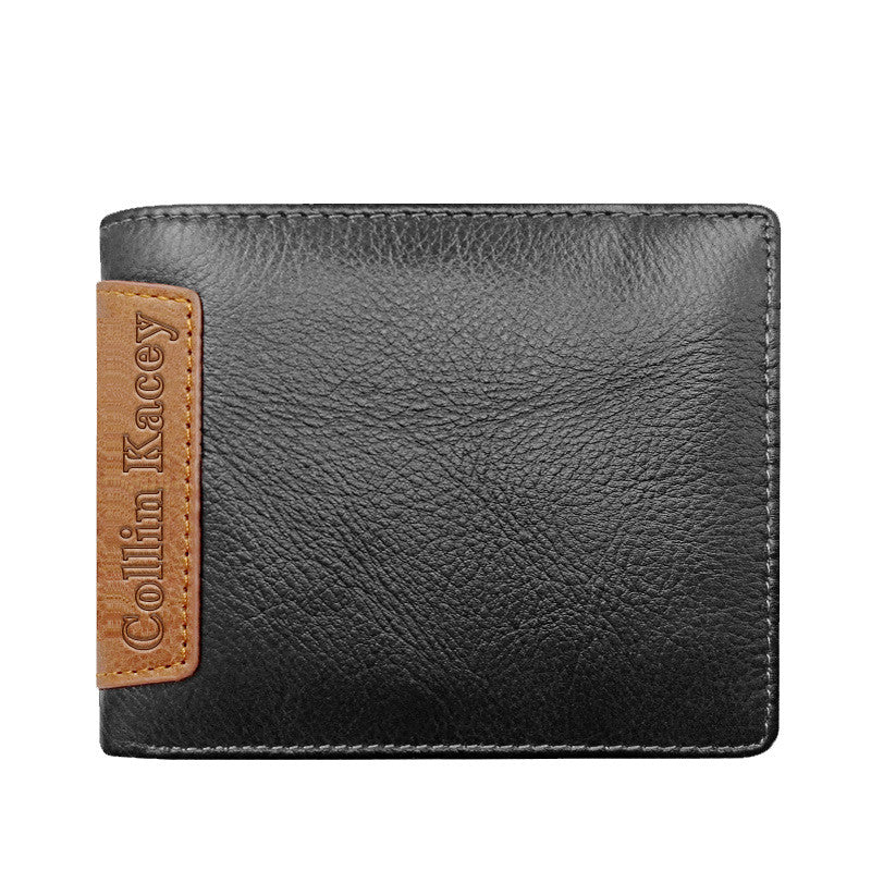 Men&#39;s Cowhide Bag Fashion Short Wallet Multi-card Wallet