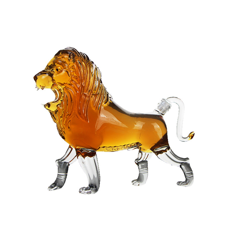 750ml Lion Shape Glass Wine Bottle