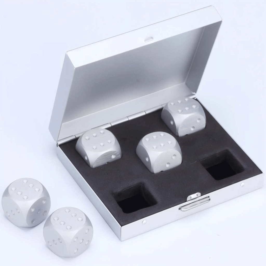 Men&#39;s Brushed Stainless Dice Set | Silver