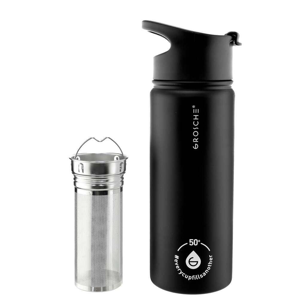 Tea Infuser Bottle: CHICAGO STEEL (Charcoal) 16 fl. oz
