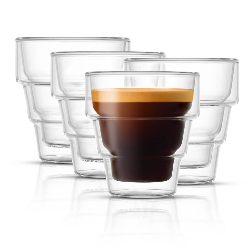 Pila Double Wall Espresso Glasses, 3 oz Set of 4