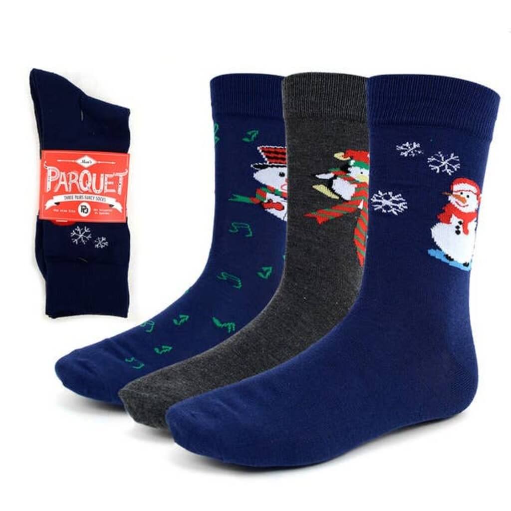 3 Pairs Pack Men&#39;s Christmas Snowman Crew Socks - The Gifted Man