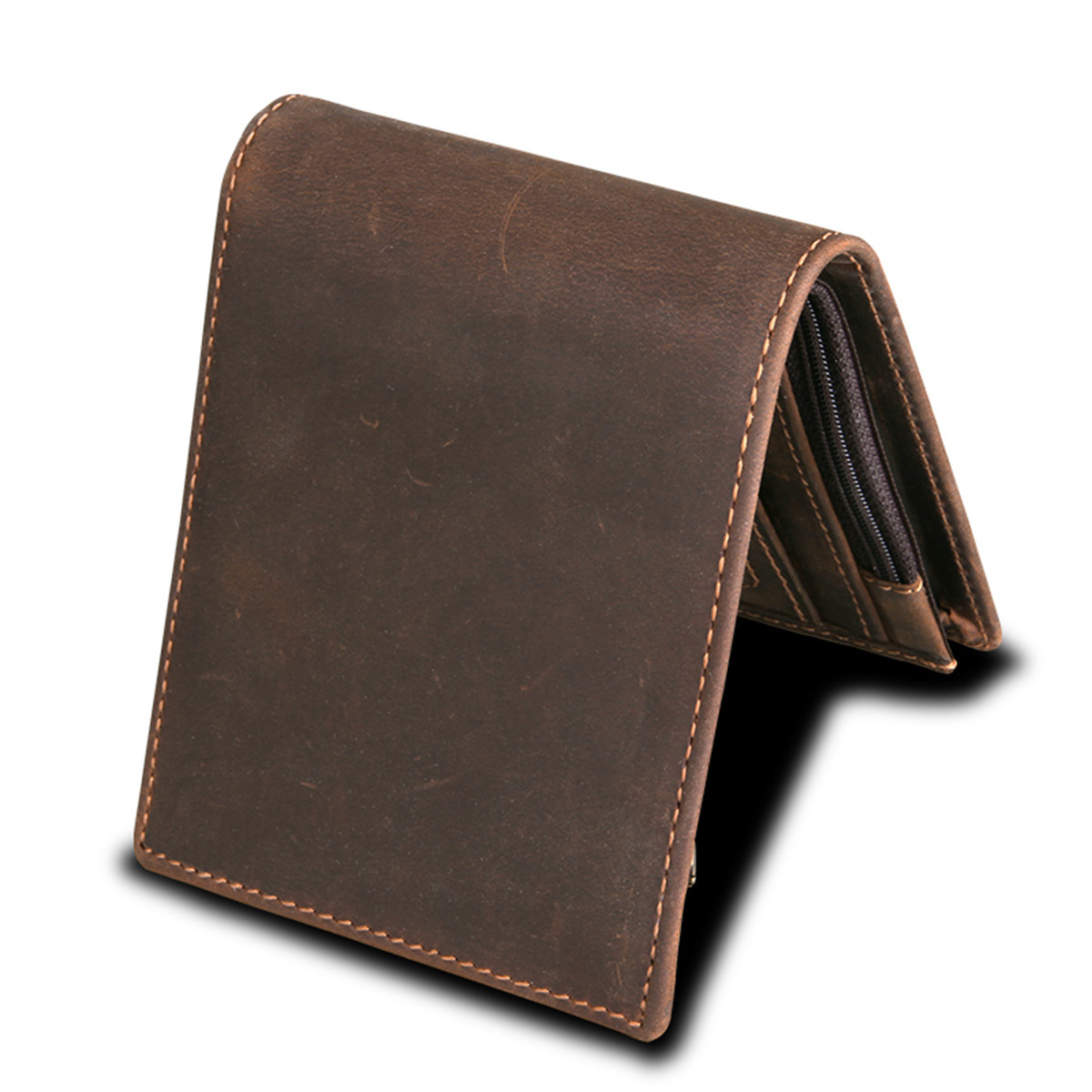 RFID Men&#39;s Wallet, Leather Wallet, Crazy Horse Leather Short Casual Wallet